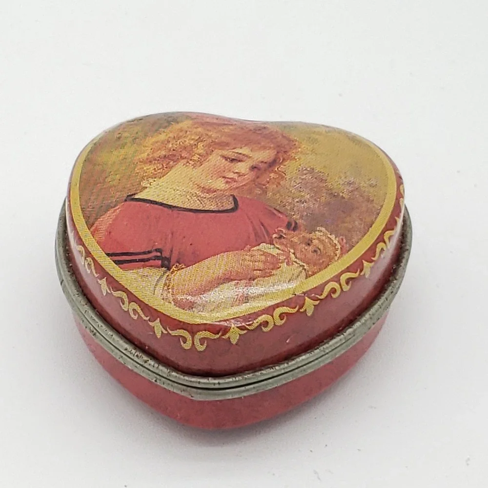 Victorian Style Heart Trinket Tins Set Cottagecore Coquette Keepsake Boxes
